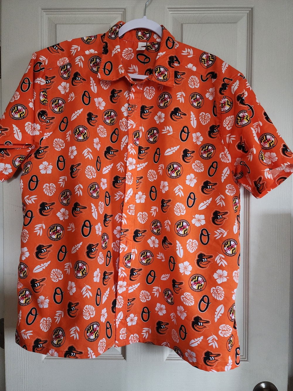 Baltimore Orioles Men's Orange Short-Sleeve Casual Button-Down Shirt